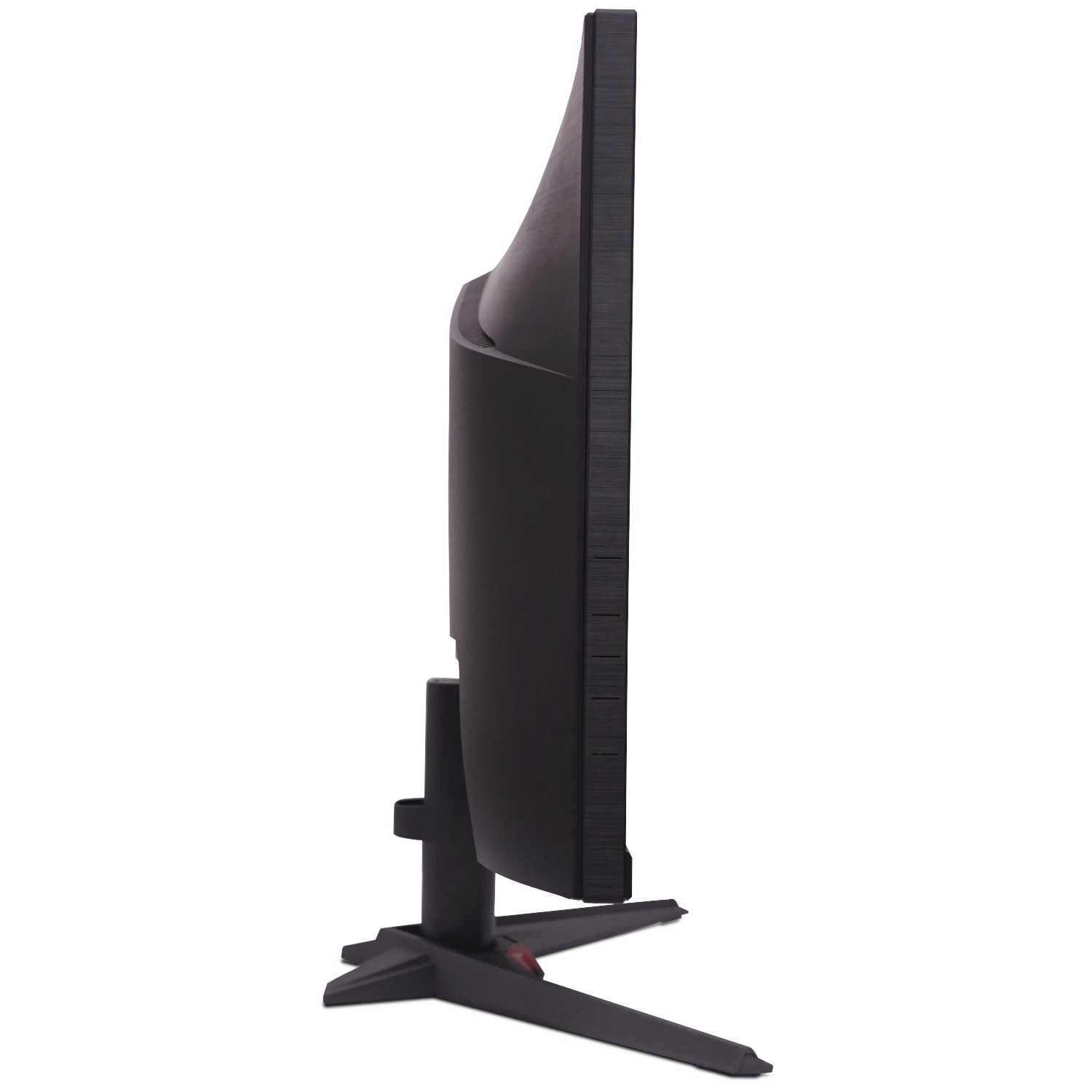 A black computer monitor shown from the side on a white background.