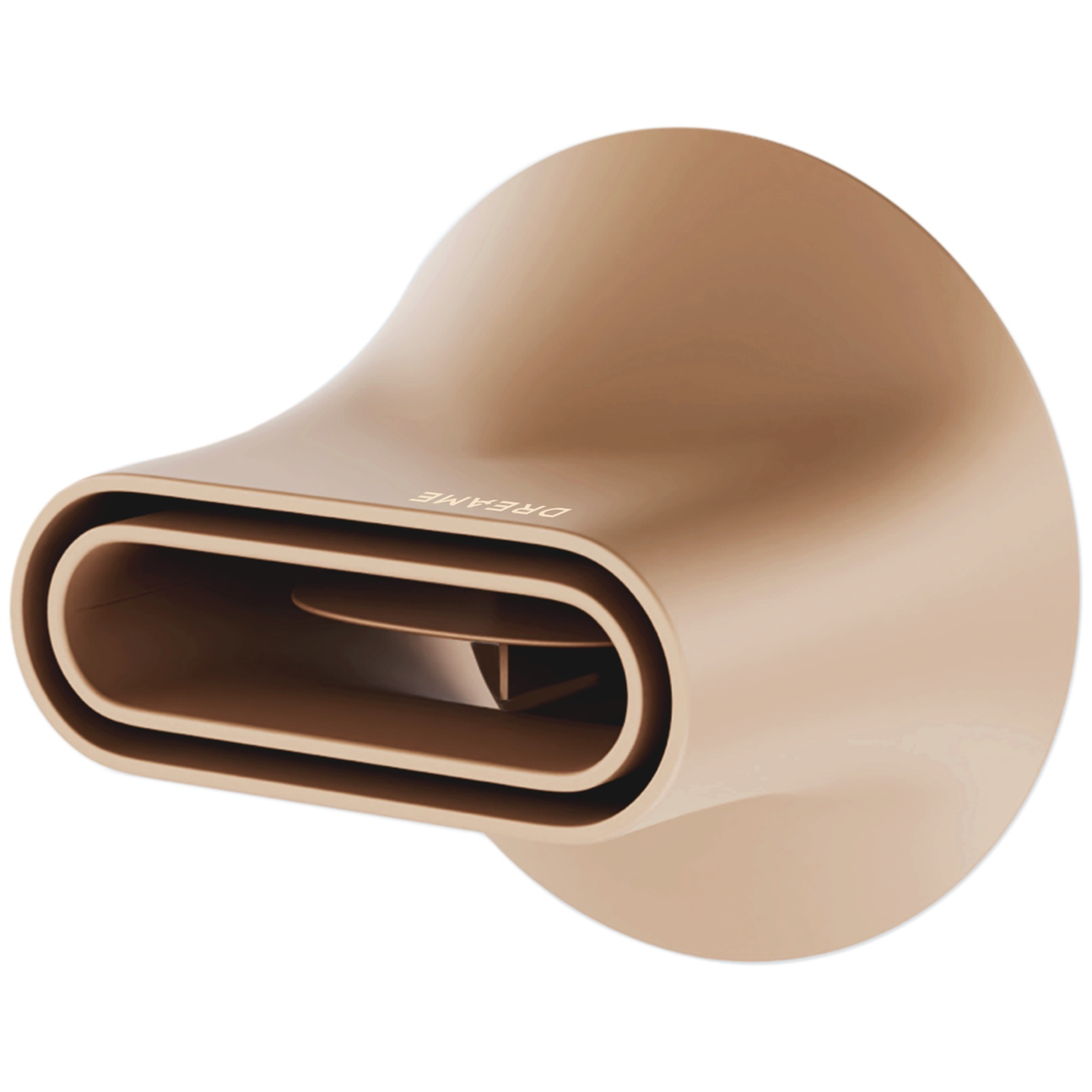 A beige hairdryer attachment with a narrow slit.
