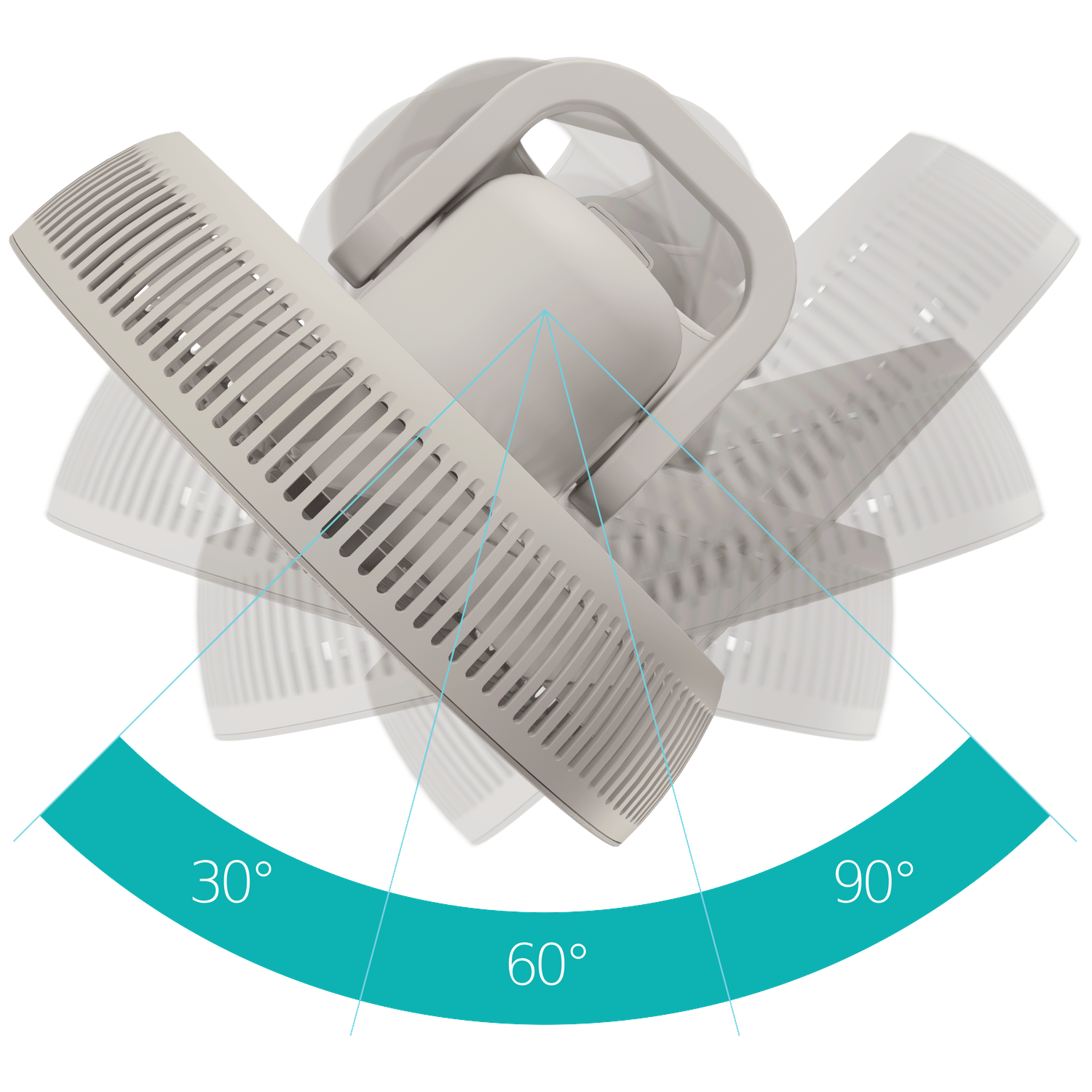A white fan with a blue angle indicator (30°, 60°, 90°).