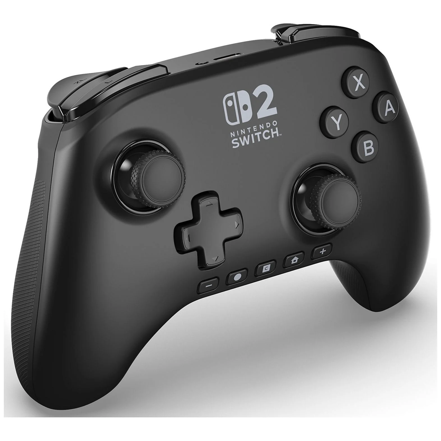 Black Nintendo Switch Pro controller with "002" logo.