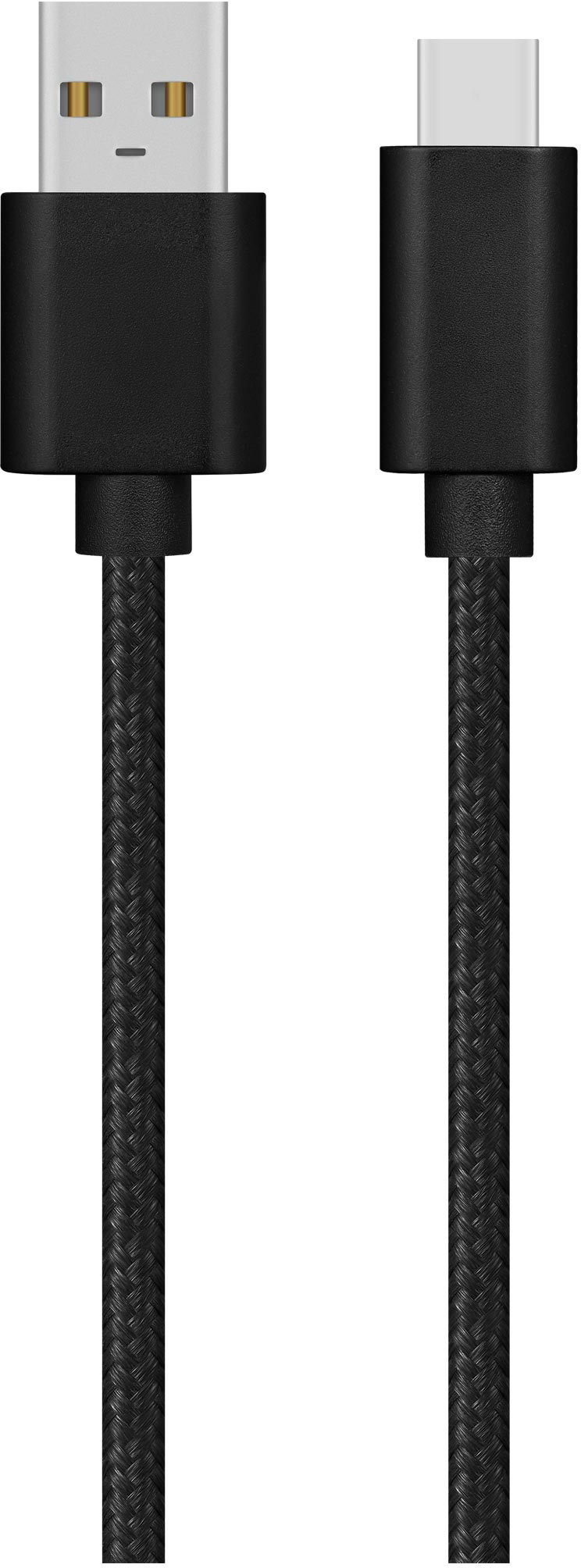 Egy fekete USB-A és egy USB-C kábel egymás mellett.