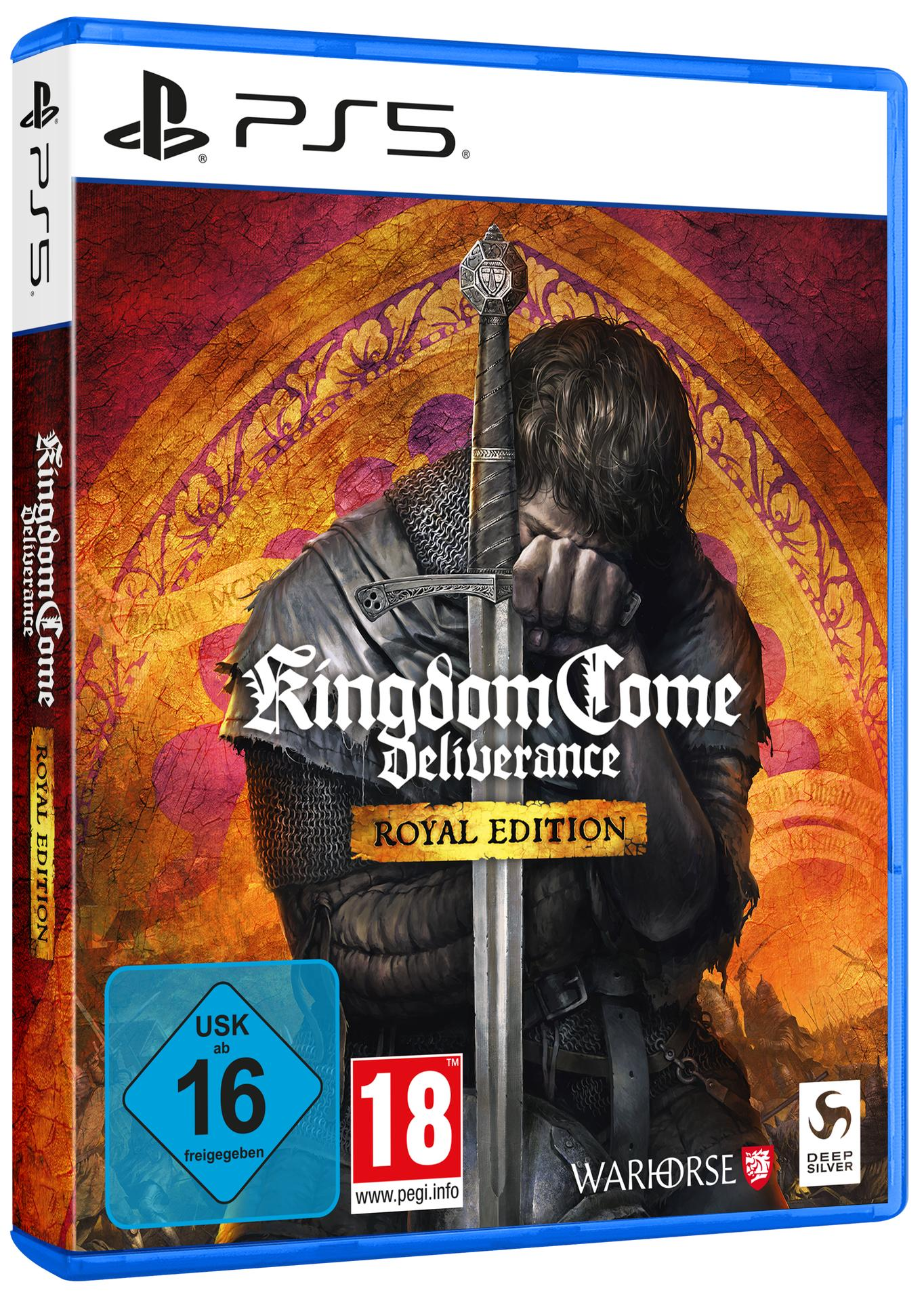 PS5 Spiel "Kingdom Come: Deliverance Royal Edition" mit einem Ritter im Kettenhemd.