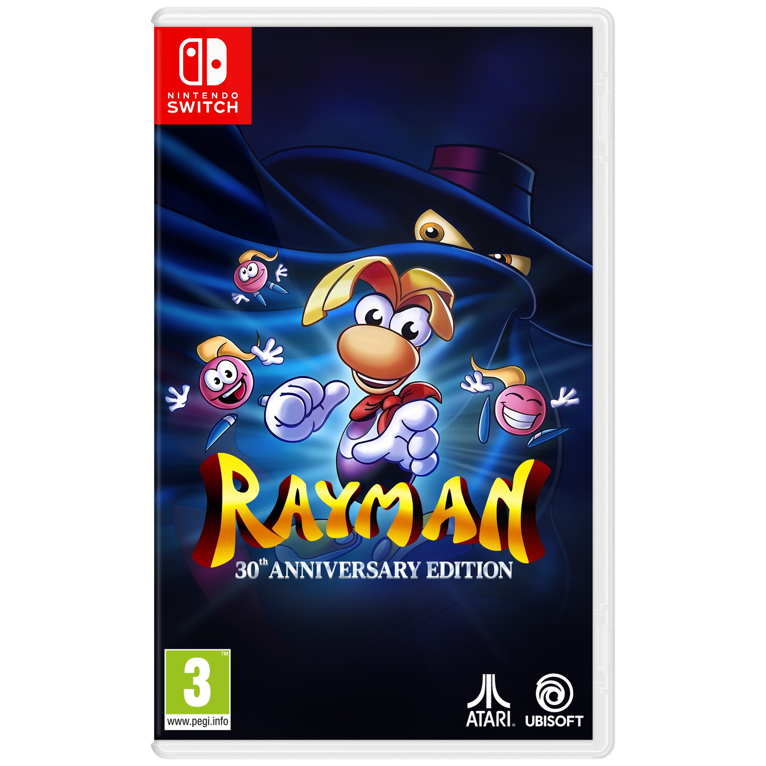 Rayman 30th Anniversary Edition hoes. Rayman, zijn vrienden en een schurk. Nintendo Switch.