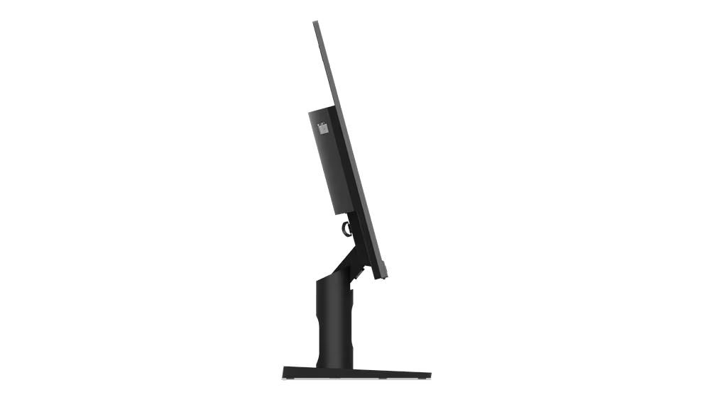 Un monitor de ordenador negro visto de lado sobre fondo negro.