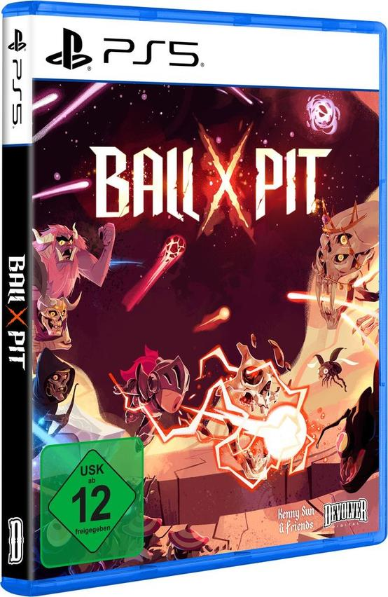 PS5-Spielhülle mit Comic-Kunst: Monster kämpfen mit Energiebällen.