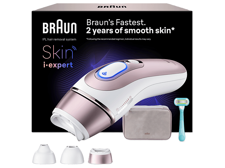 Braun IPL PL7321 Skin i-expert Pro IPL Haarentferner (Rose, mit mit 3-Aufsätzen, Akkubetrieb)