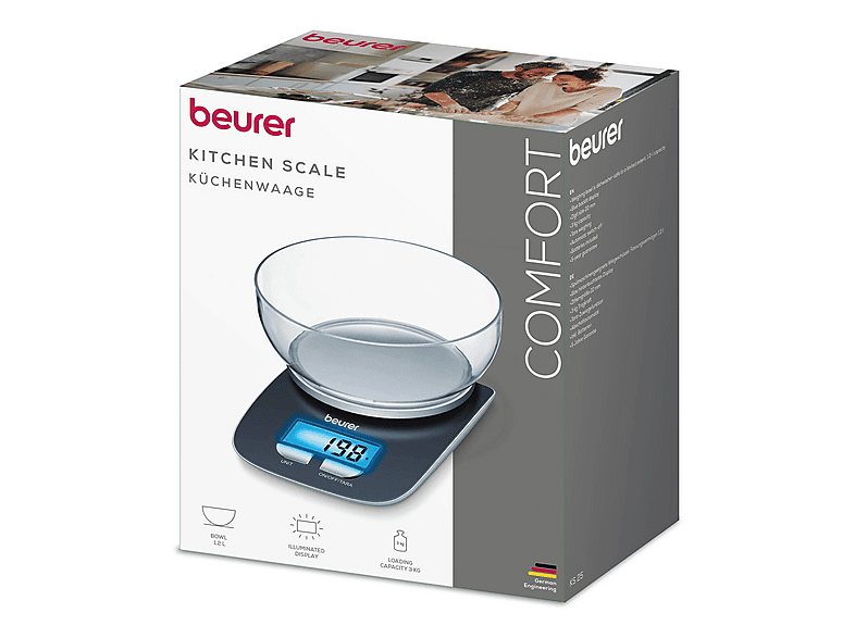 Beurer 704.15 KS 25 Digitale Küchenwaage (Max. Tragkraft: 3 kg)