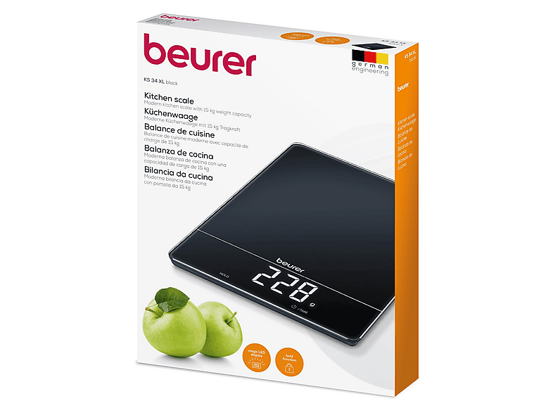Beurer 703.11 KS 34 XL Digitale Küchenwaage (Max. Tragkraft: 15 kg)