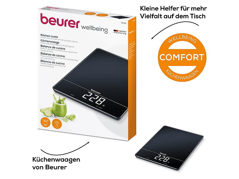 Beurer 703.11 KS 34 XL Digitale Küchenwaage (Max. Tragkraft: 15 kg) — Foto 2 von 3