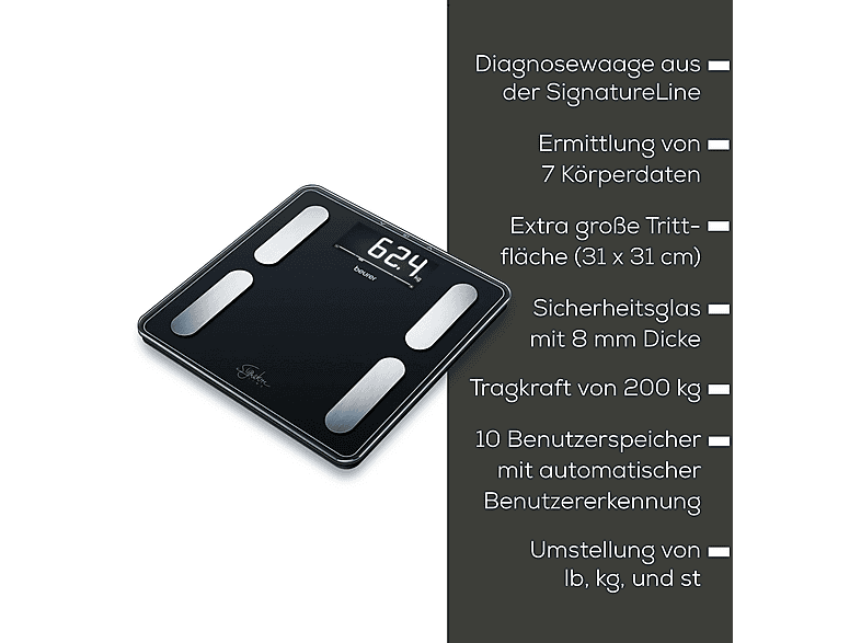 Beurer Signature Line BF400 Diagnosewaage, Maximale Tragkraft: 200 kg — Foto 2 von 3