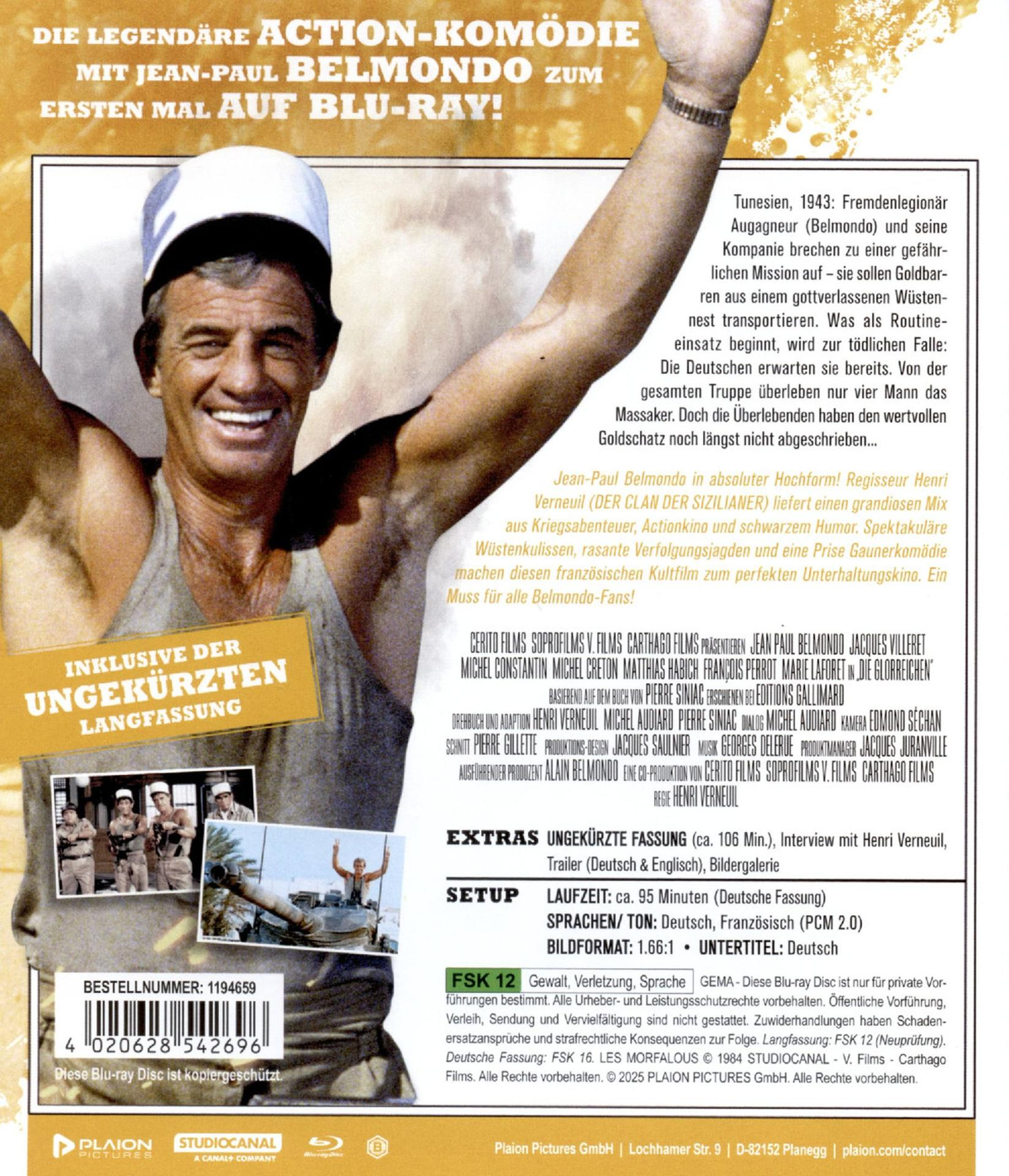 Jean-Paul Belmondo lacht auf einem Blu-ray-Cover, mit Filmtiteln und Details.