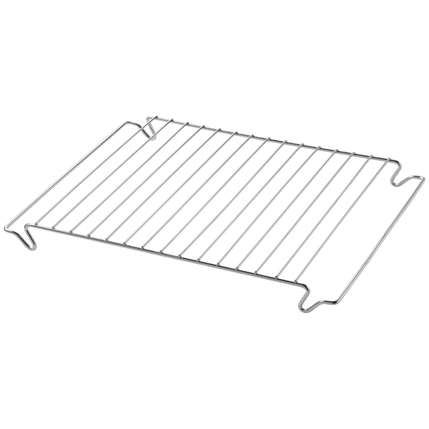 A shiny metal rack with parallel bars, positioned diagonally.