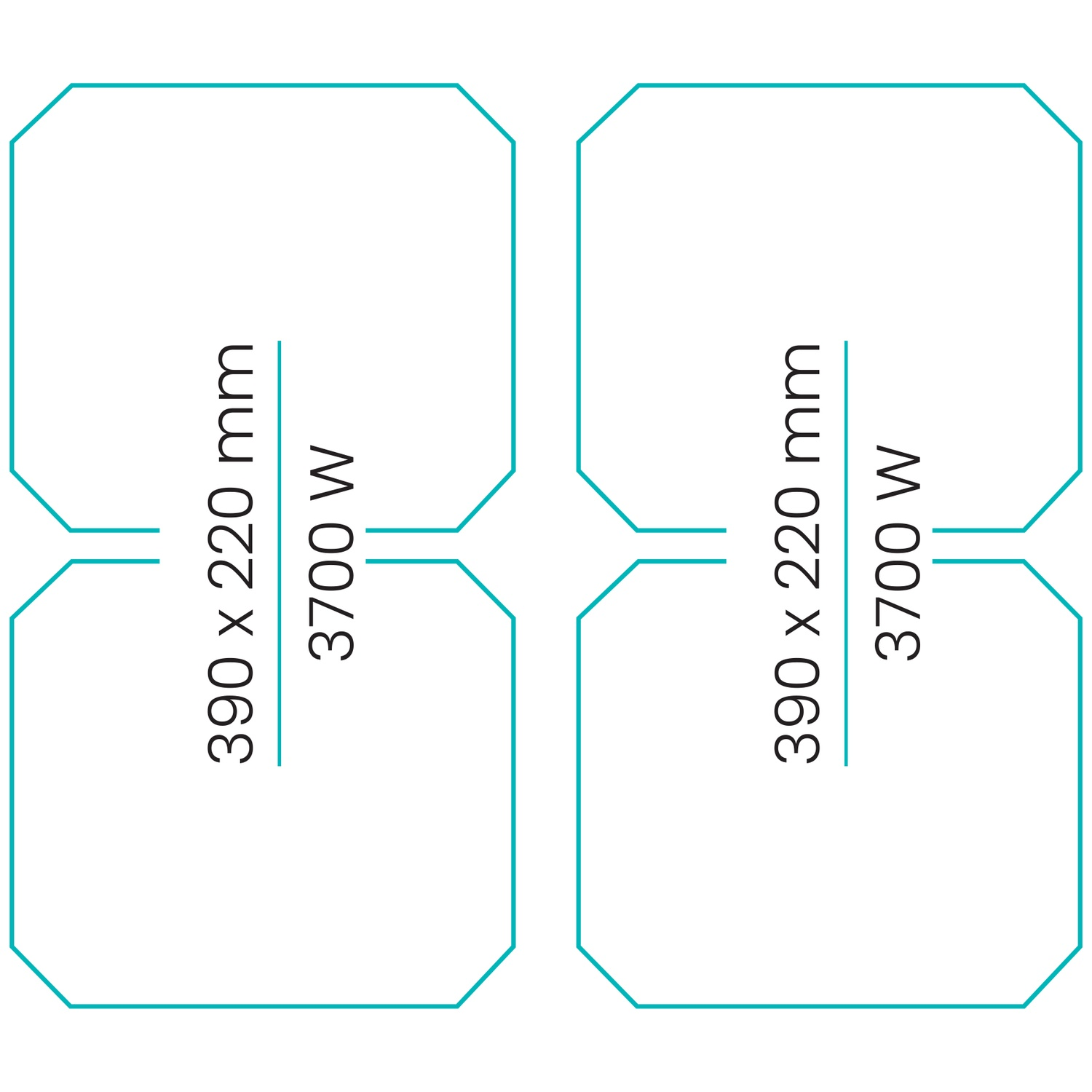 Two octagonal shapes with dimensions 390x220mm and 3700W are shown.