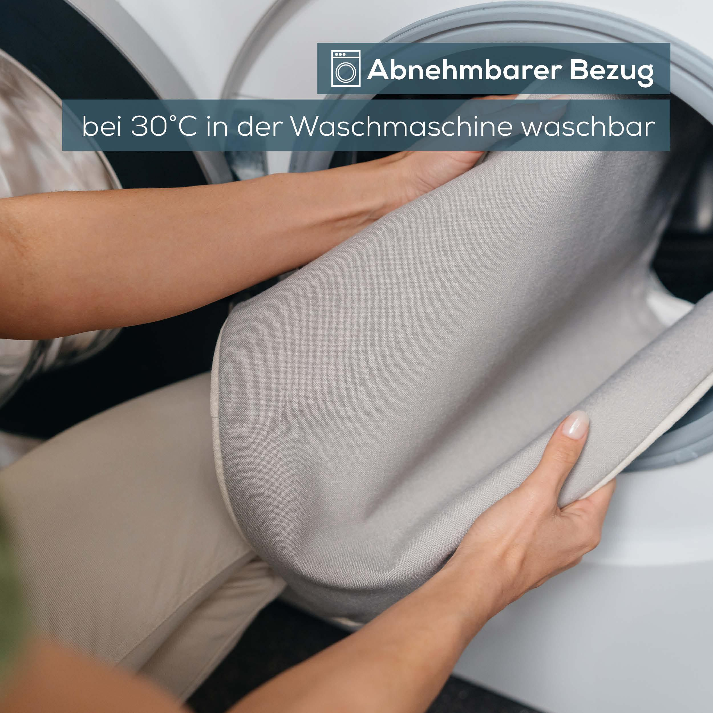 Abnehmbarer Bezug wird in 30°C in Waschmaschine gewaschen.