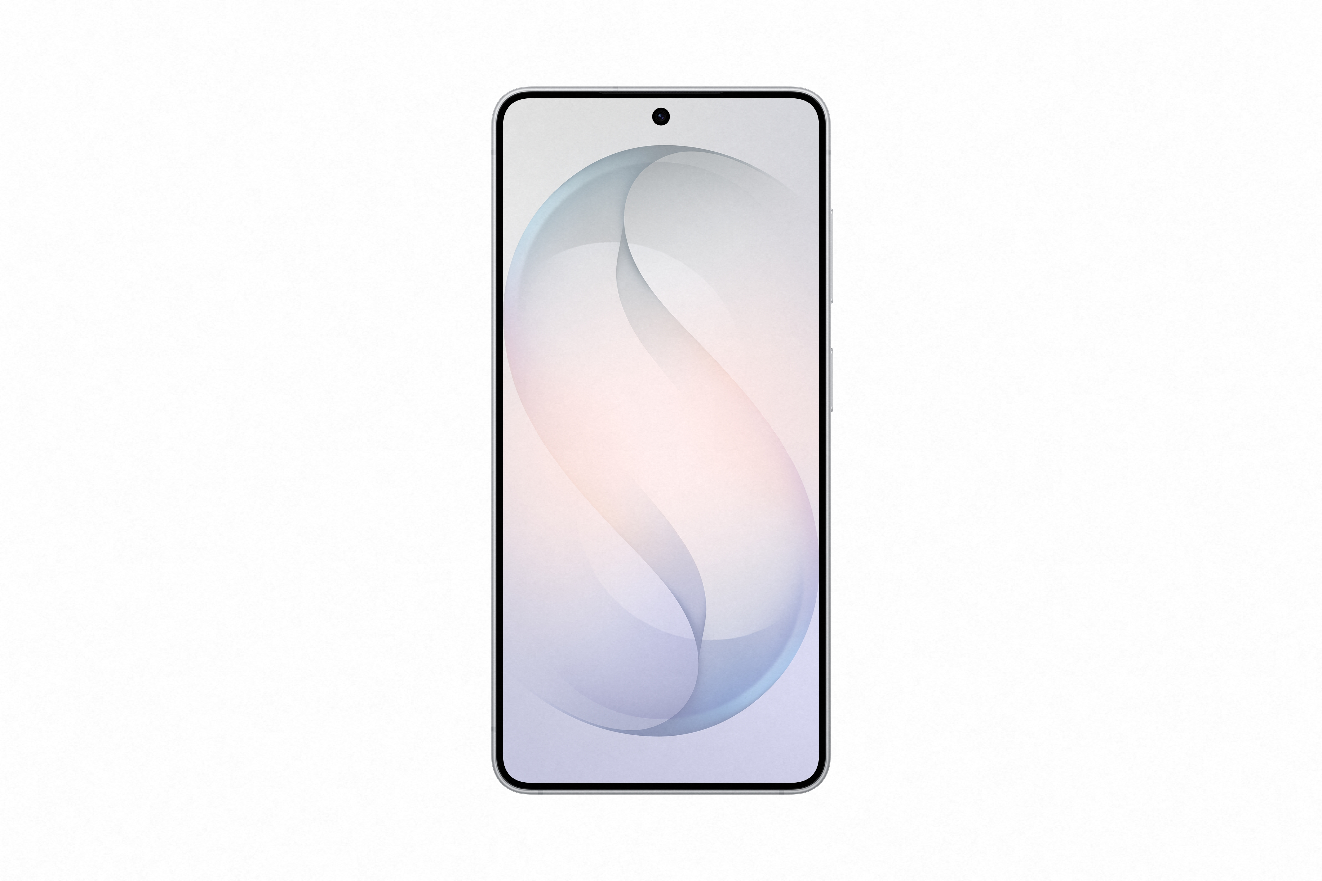 Ein schlankes Smartphone mit silbernem Rahmen und einer Frontkamera.