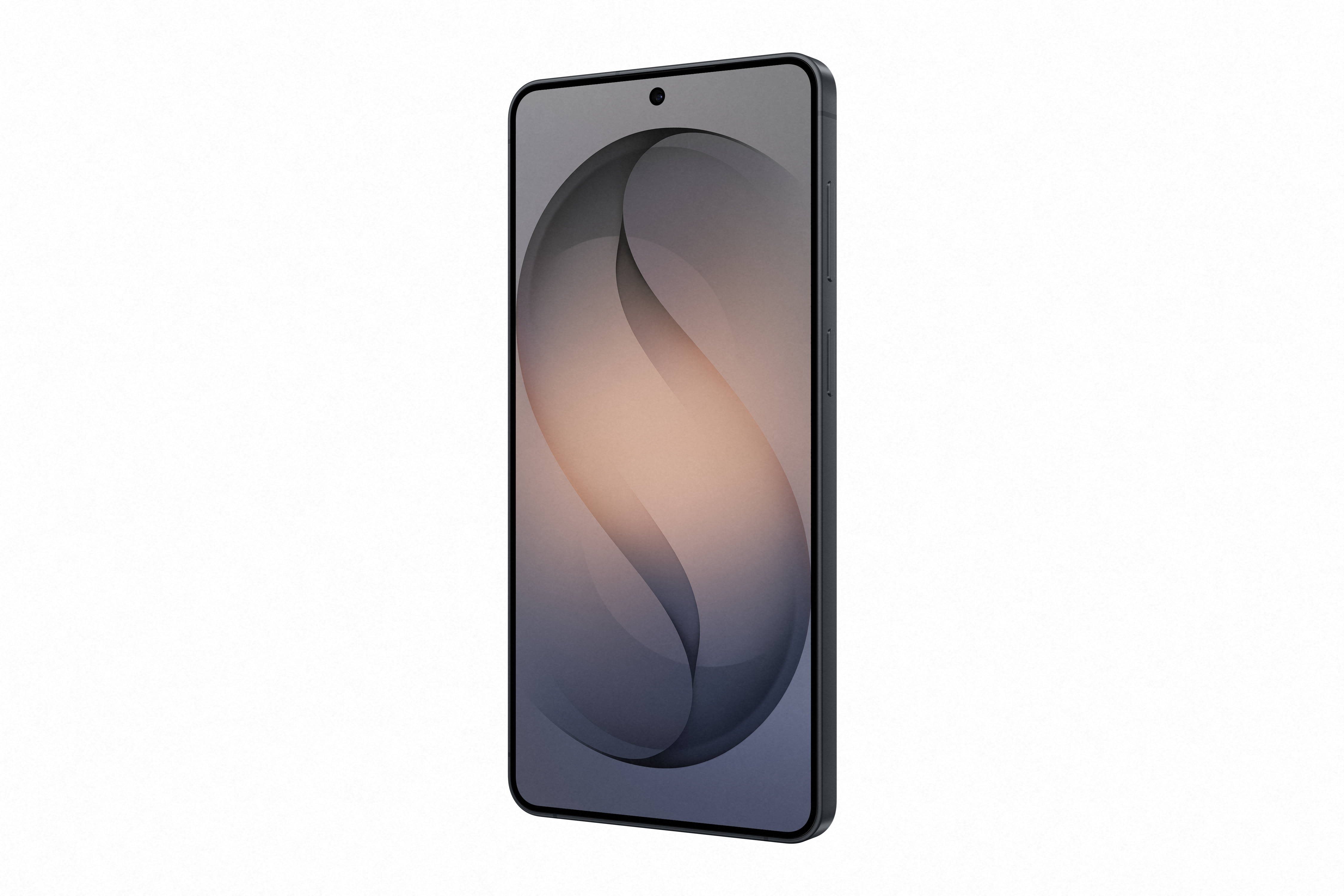 Ein dunkles Smartphone mit einem abstrakten Hintergrund auf dem Bildschirm.