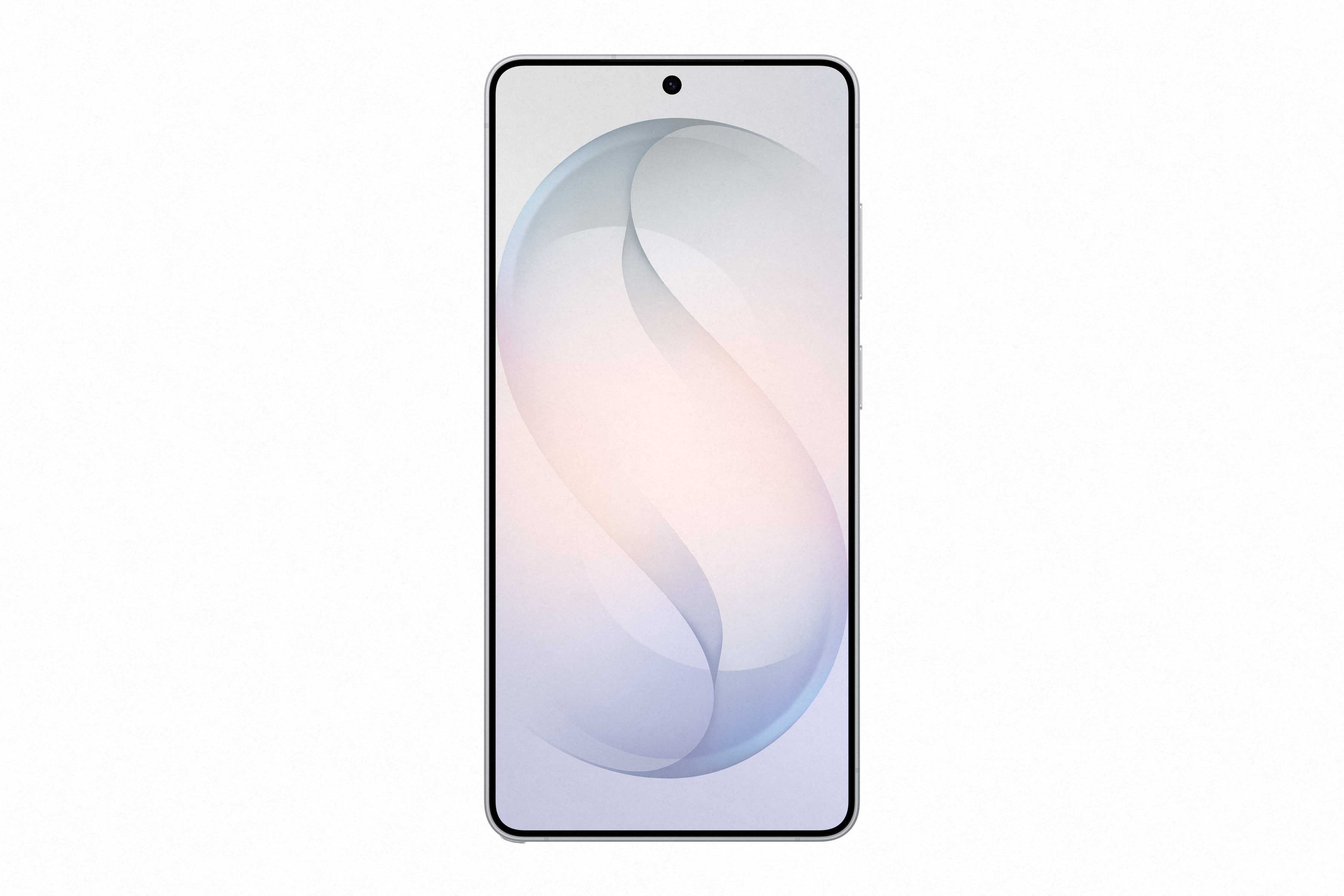 Ein schlankes Smartphone mit einem nahtlosen Display und einer einzelnen Frontkamera.