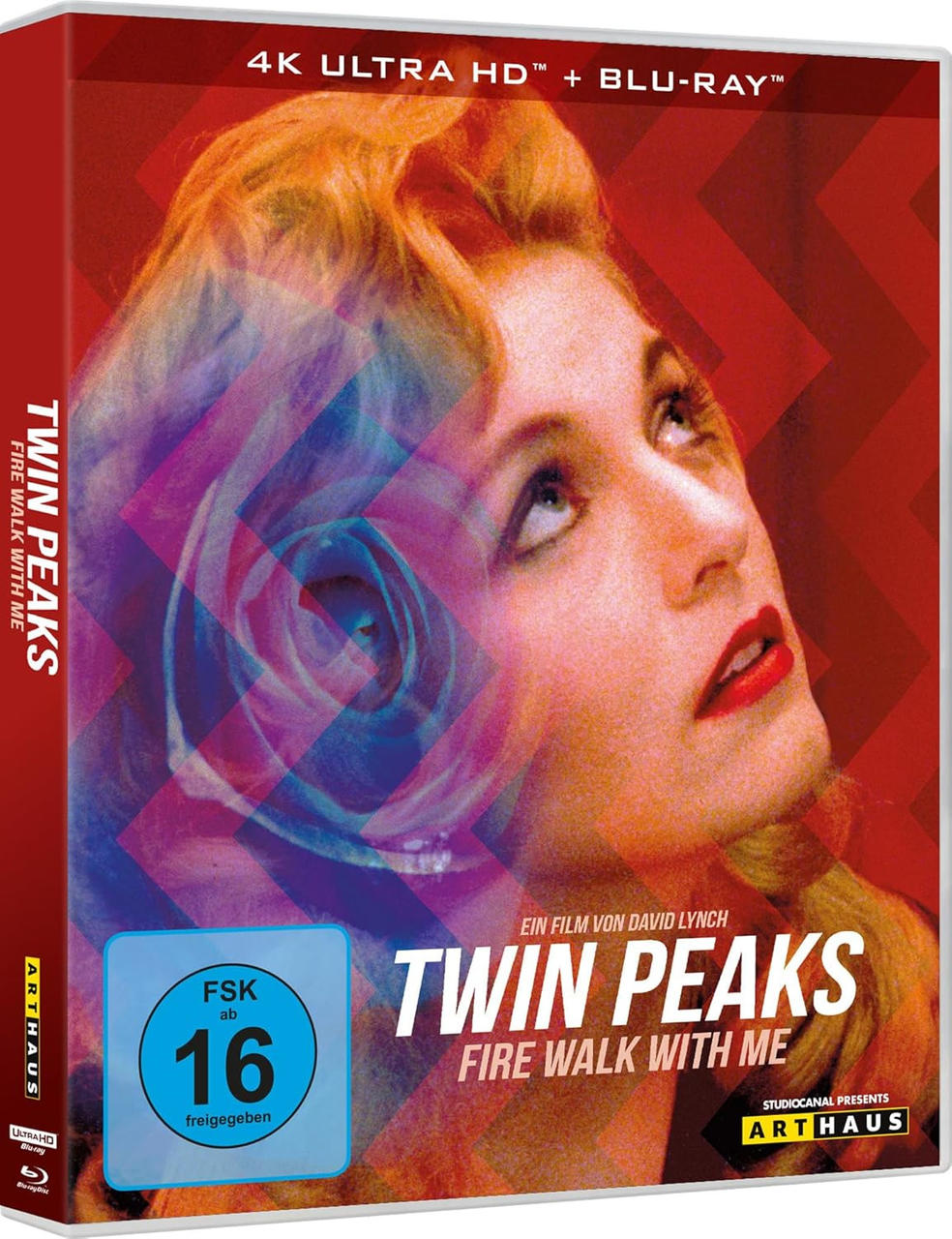 Blu-ray-Hülle mit einem Porträt einer Frau und dem Titel "Twin Peaks".