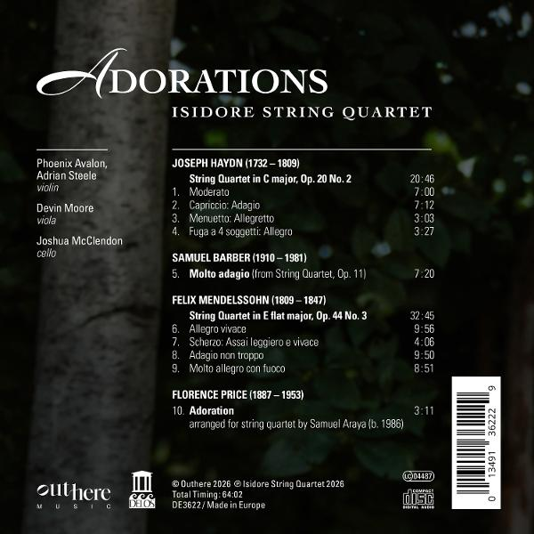 CD-Rückseite mit Titel, Komponisten, Musikern und Barcode.