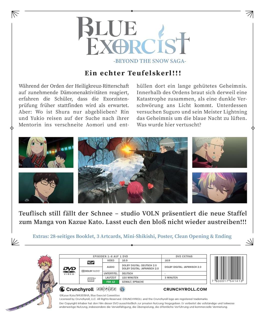 Anime-Cover mit Titel 'Blue Exorcist', Charakteren und DVD-Details.