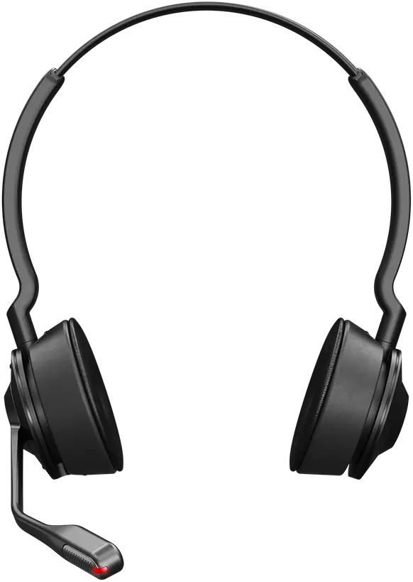 Schwarze Over-Ear-Kopfhörer mit Mikrofon, auf schwarzem Hintergrund.