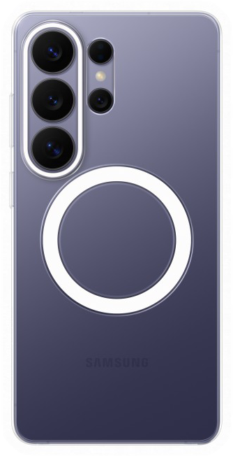 Lila Samsung telefontok négy kamerával és fehér körrel.