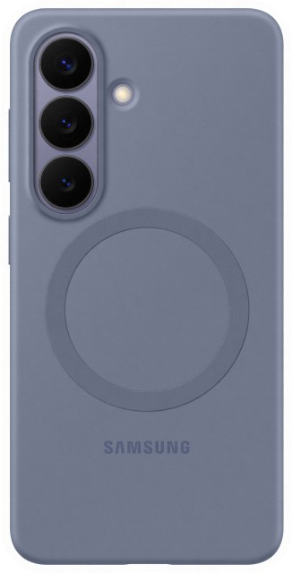 Szürkéskék Samsung telefon hátoldala, három kamerával és egy körrel.