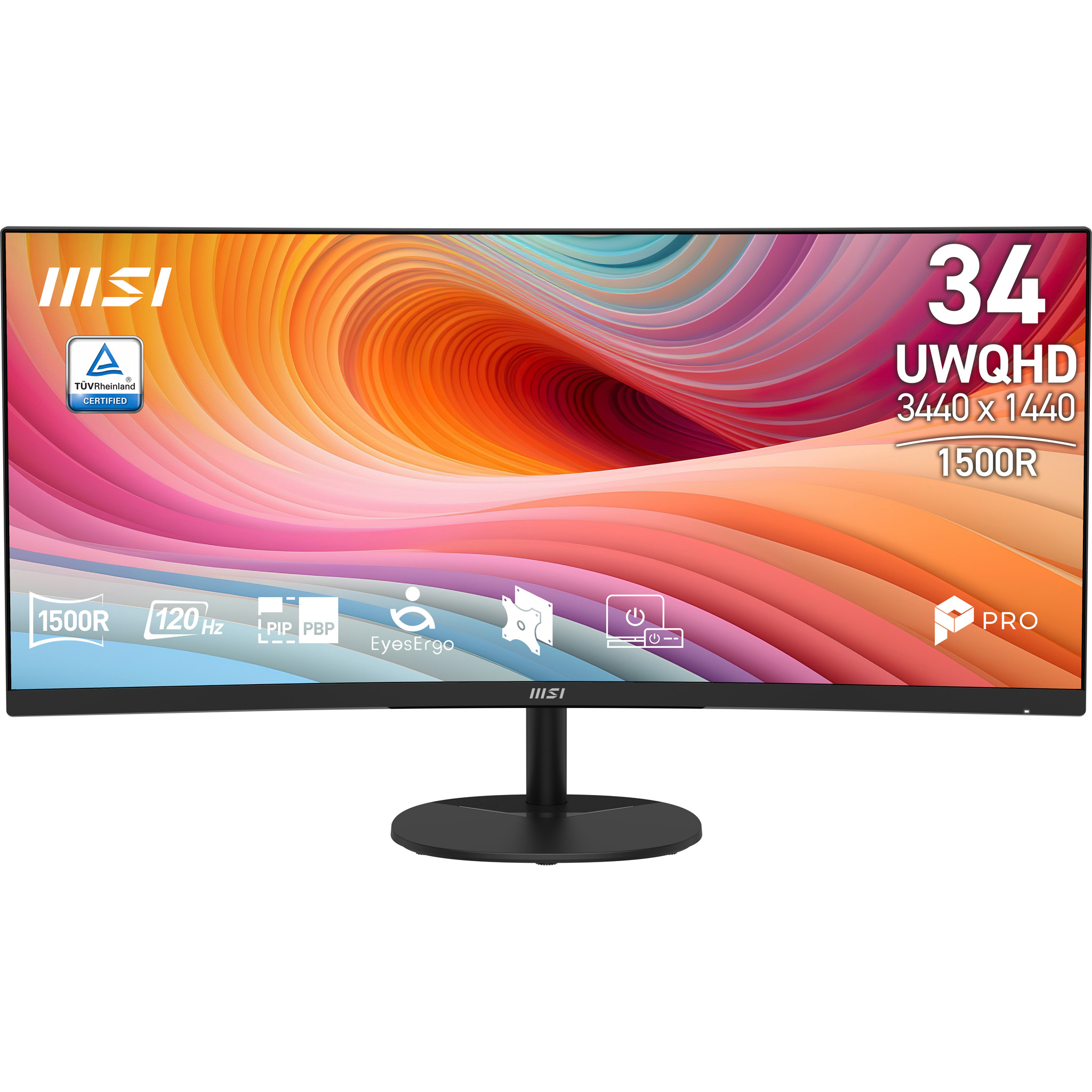 MSI PRO MP341CQ E12 - UltraWide QHD Curved Monitor - 120hz - 34 inch - Speakers