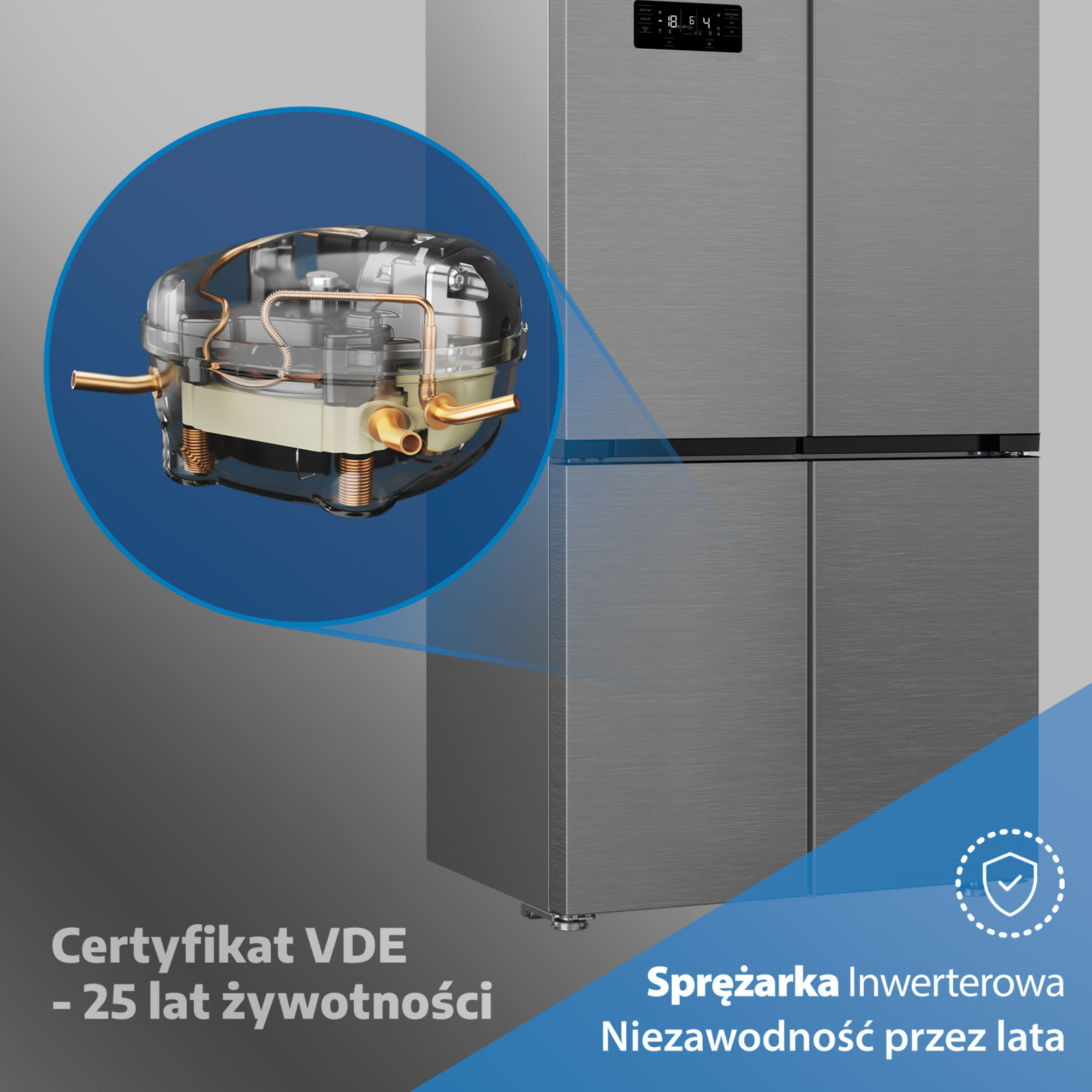 Sprężarka lodówki z miedzianymi rurkami, certyfikat VDE, 25 lat żywotności.