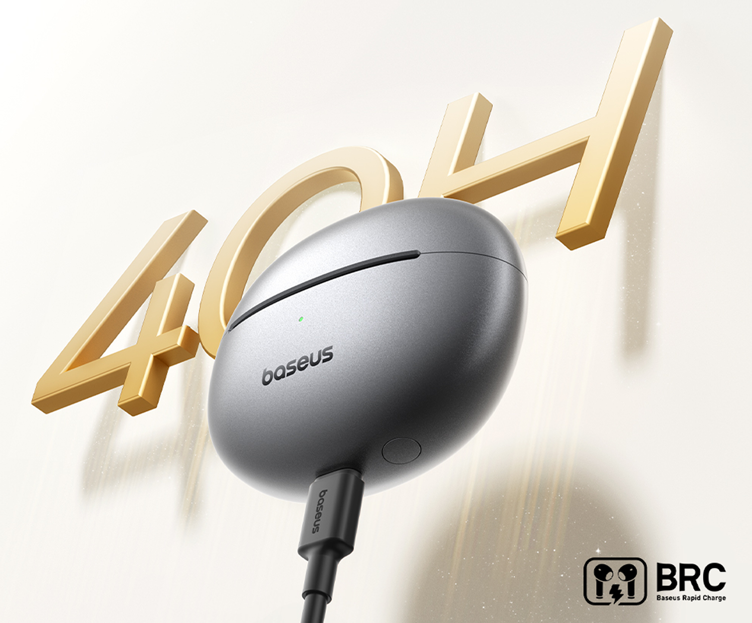 Estuche de carga gris Baseus para auriculares con cable y números dorados 40H.