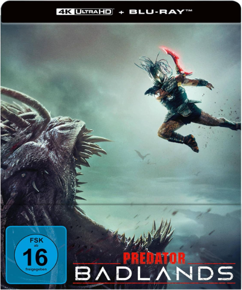 Ein Predator springt auf ein Monster zu, vor einer Felslandschaft.