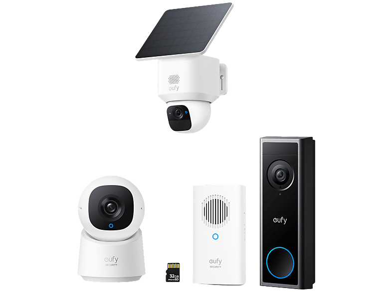 Pack Caméra de Sécurité Eufy (SoloCam E30 + Sonnette Vidéo C30 + Caméra Intérieure C220)