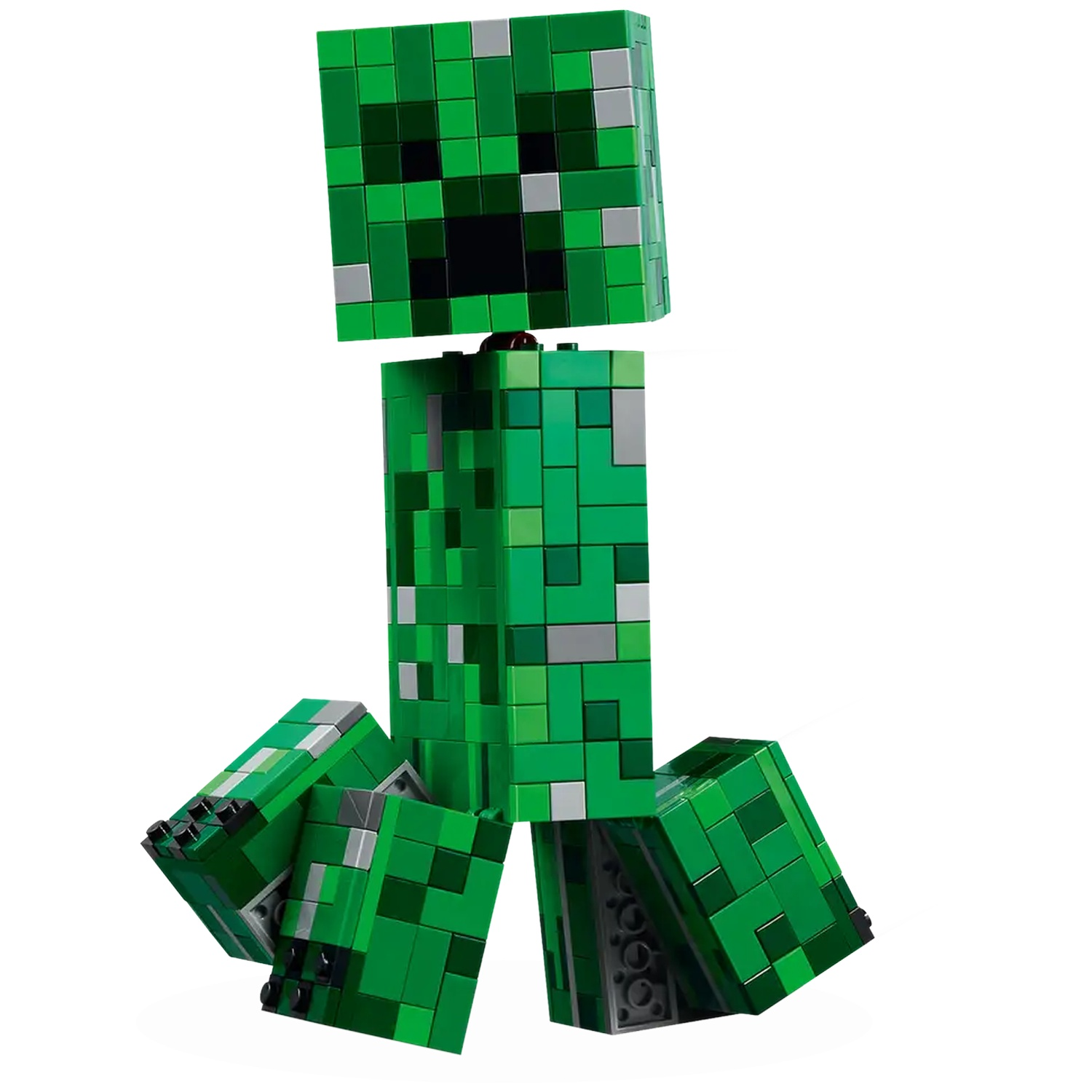 A green Lego Minecraft Creeper figure sits on a white background.