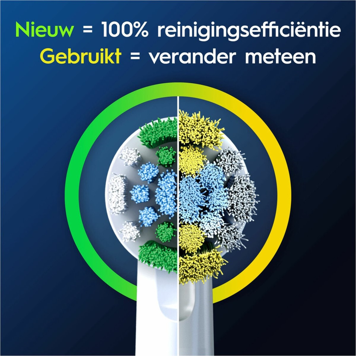 Tête neuve à gauche, usagée à droite. Vert = 100% efficacité.