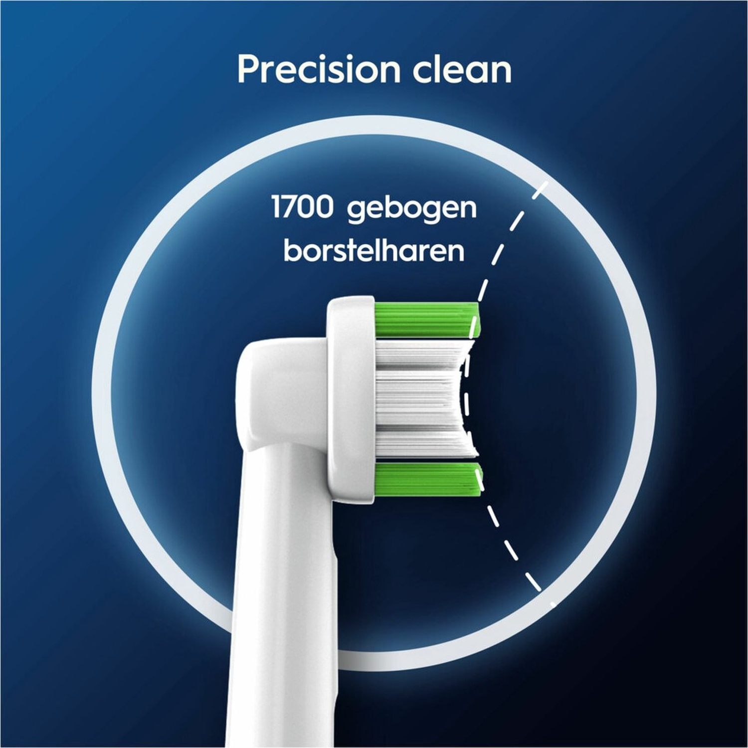 Tête de brosse à dents blanche avec poils verts, 1700 poils courbés.