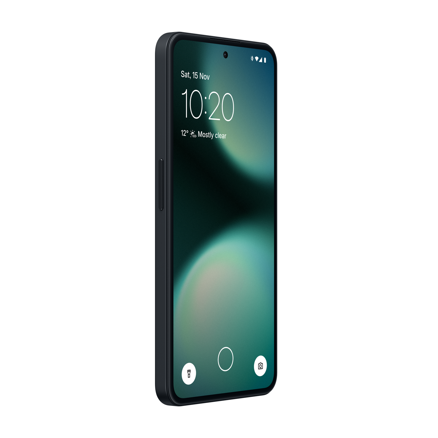 Un teléfono inteligente oscuro muestra una pantalla de bloqueo con la hora 10:20.