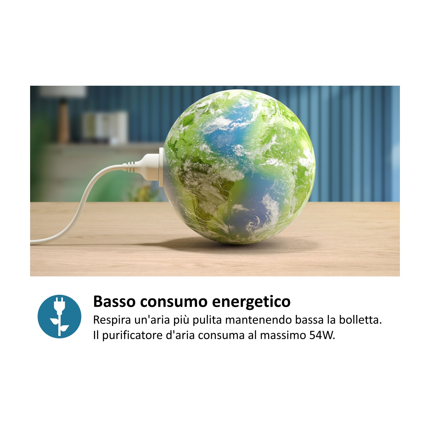 La Terra è collegata a un cavo elettrico su un tavolo.