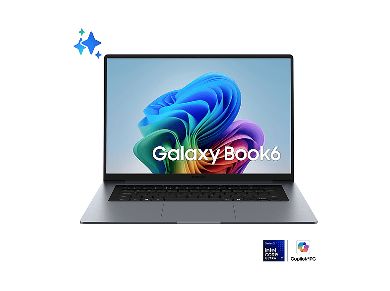 SAMSUNG Galaxy Book6 NOTEBOOK, 16 ”, processore Intel® Core Ultra 7 355, UHD Graphics, RAM GB, 512 GB SSD, Grey, Windows 11 Home