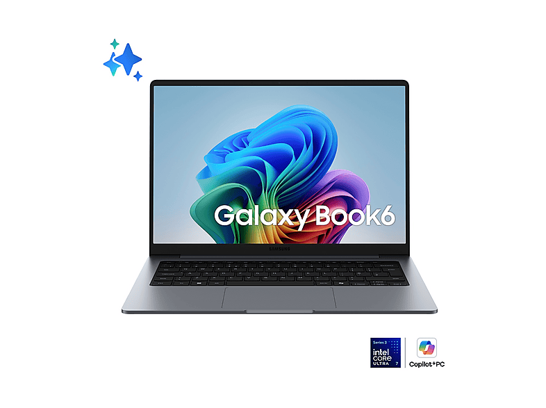SAMSUNG Galaxy Book6 NOTEBOOK, 14 ", processore Intel® Core Ultra 7 355, UHD Graphics, RAM 16 GB, 512 GB SSD, Grey, Windows 11 Home