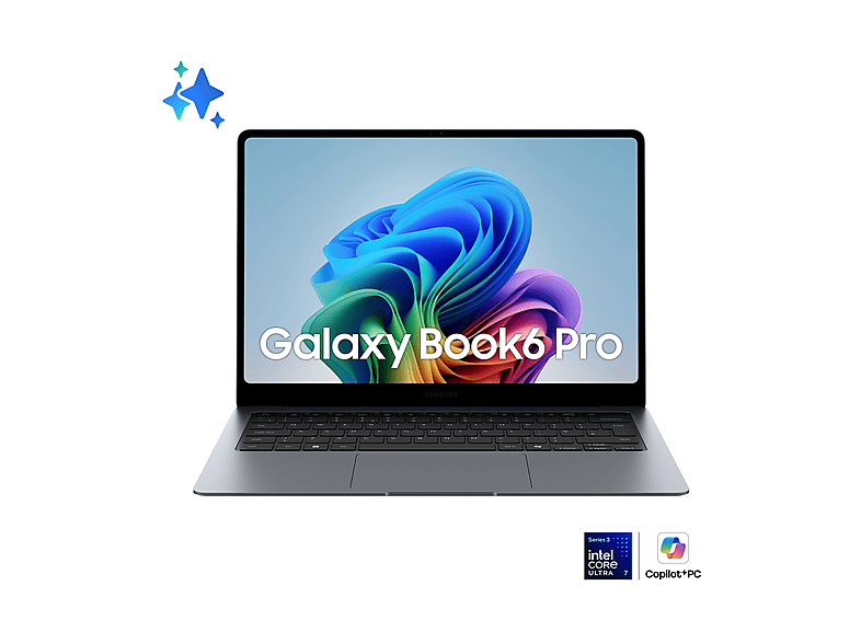 SAMSUNG Galaxy Book6 Pro NOTEBOOK, 14 ", processore Intel® Core Ultra 7 356H, UHD Graphics, RAM 32 GB, 1000 GB SSD, Grey, Windows 11 Home