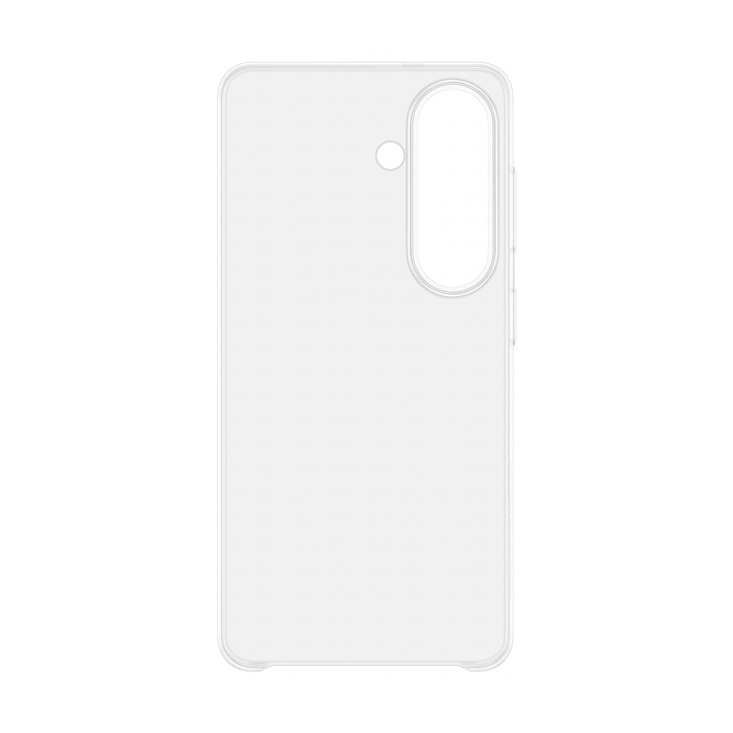 Custodia trasparente per smartphone con ritaglio fotocamera.