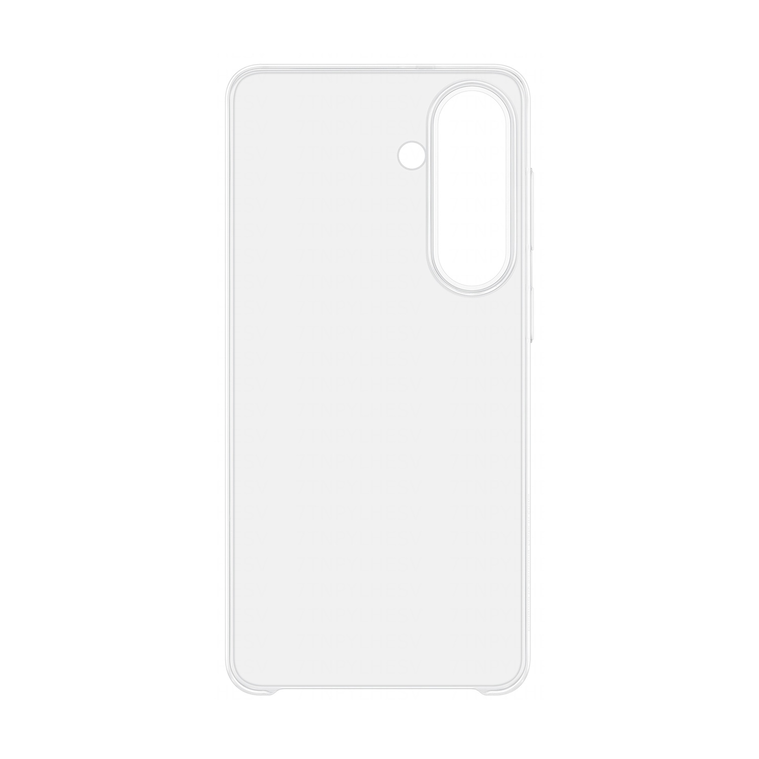 Una custodia trasparente per telefono con ritaglio per fotocamera.