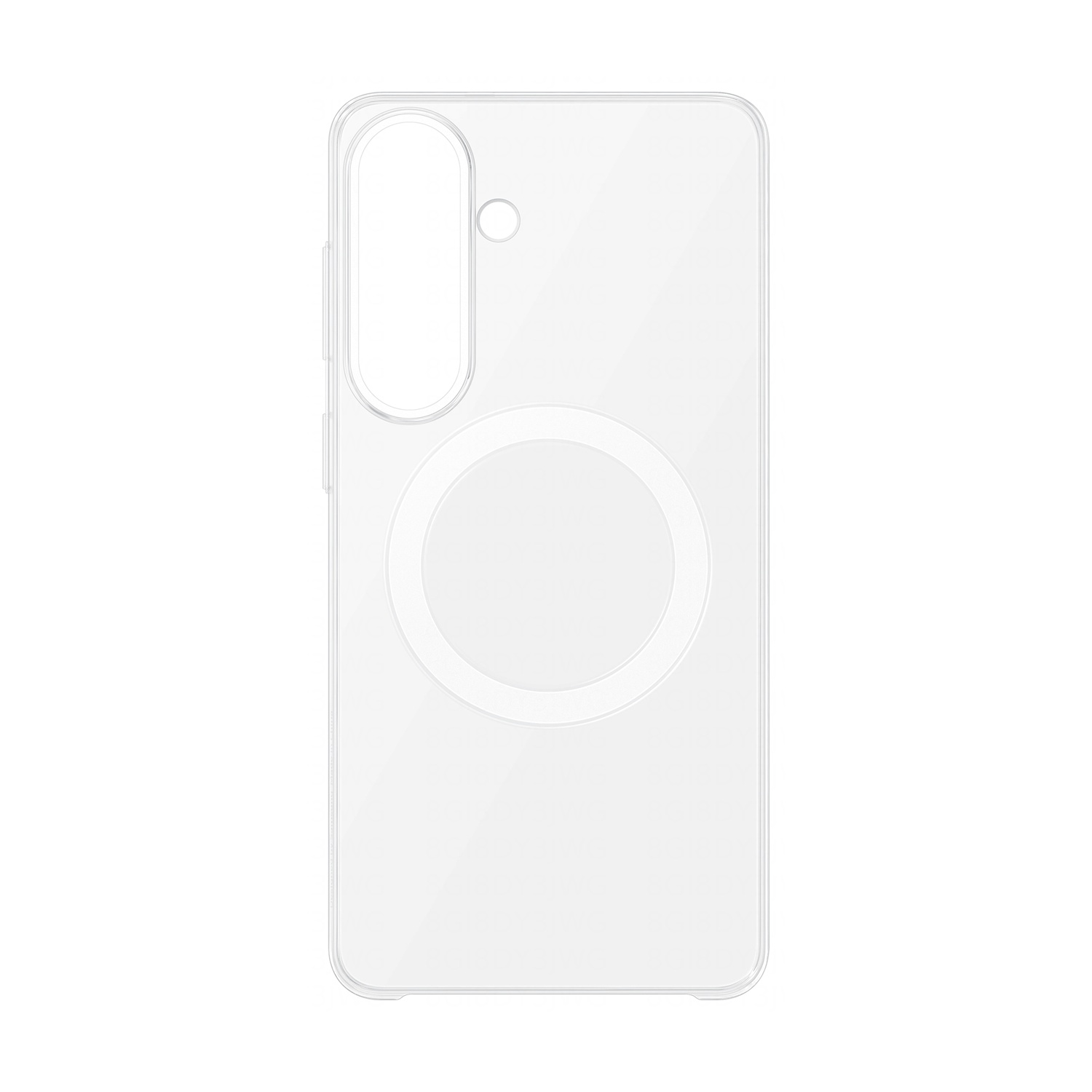Custodia trasparente per telefono con anello e ritaglio fotocamera.