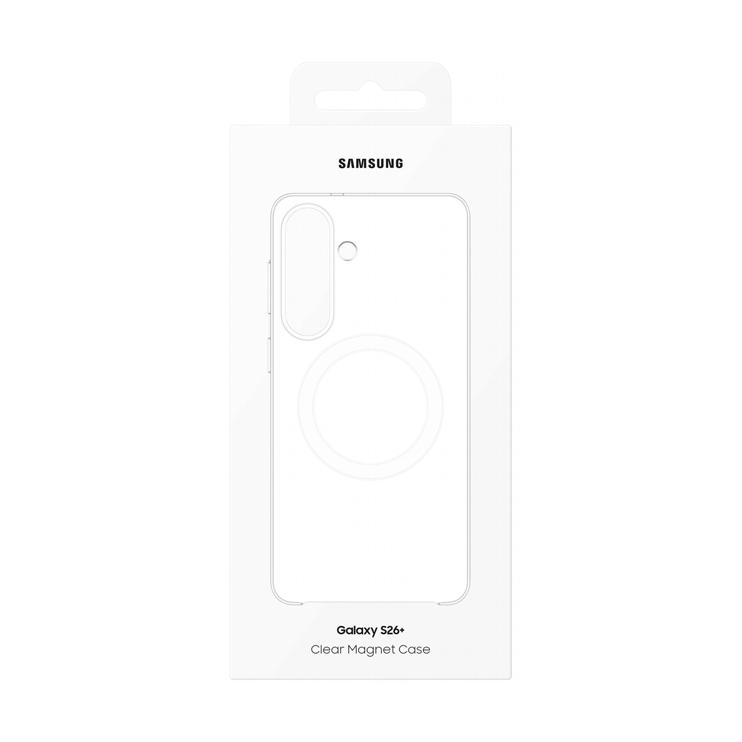 Confezione custodia magnetica trasparente Samsung Galaxy S26+.