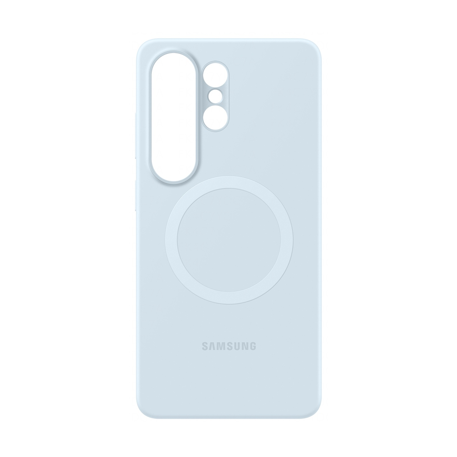 Custodia Samsung azzurra con ritaglio fotocamera e anello magnetico.