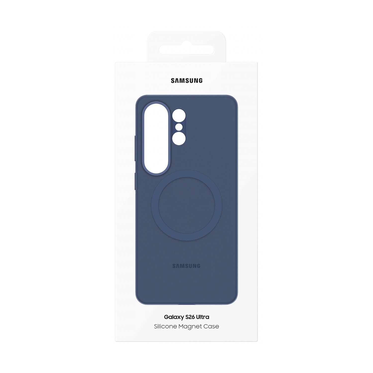 Custodia magnetica in silicone Samsung Galaxy S26 Ultra blu scuro.