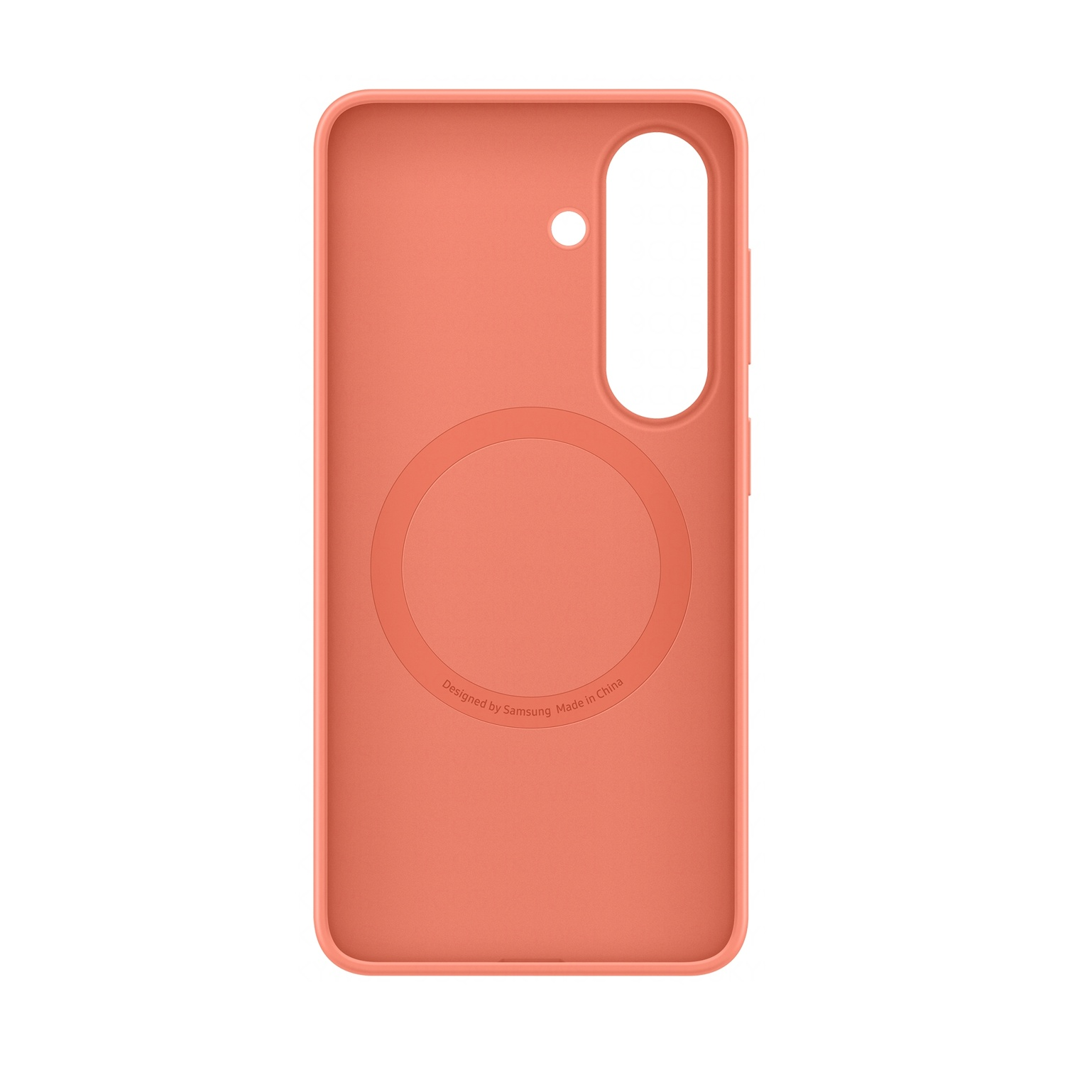 Custodia corallo per telefono con cerchio magnetico e ritaglio fotocamera.
