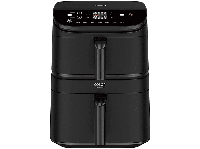 Cosori CAF-DC121-AEUR CEraMic Turbo Tower Basic Doppel-Heißluftfritteuse 4,3 l + 6,5 l, 2630 Watt, Schwarz — Foto 4 von 5