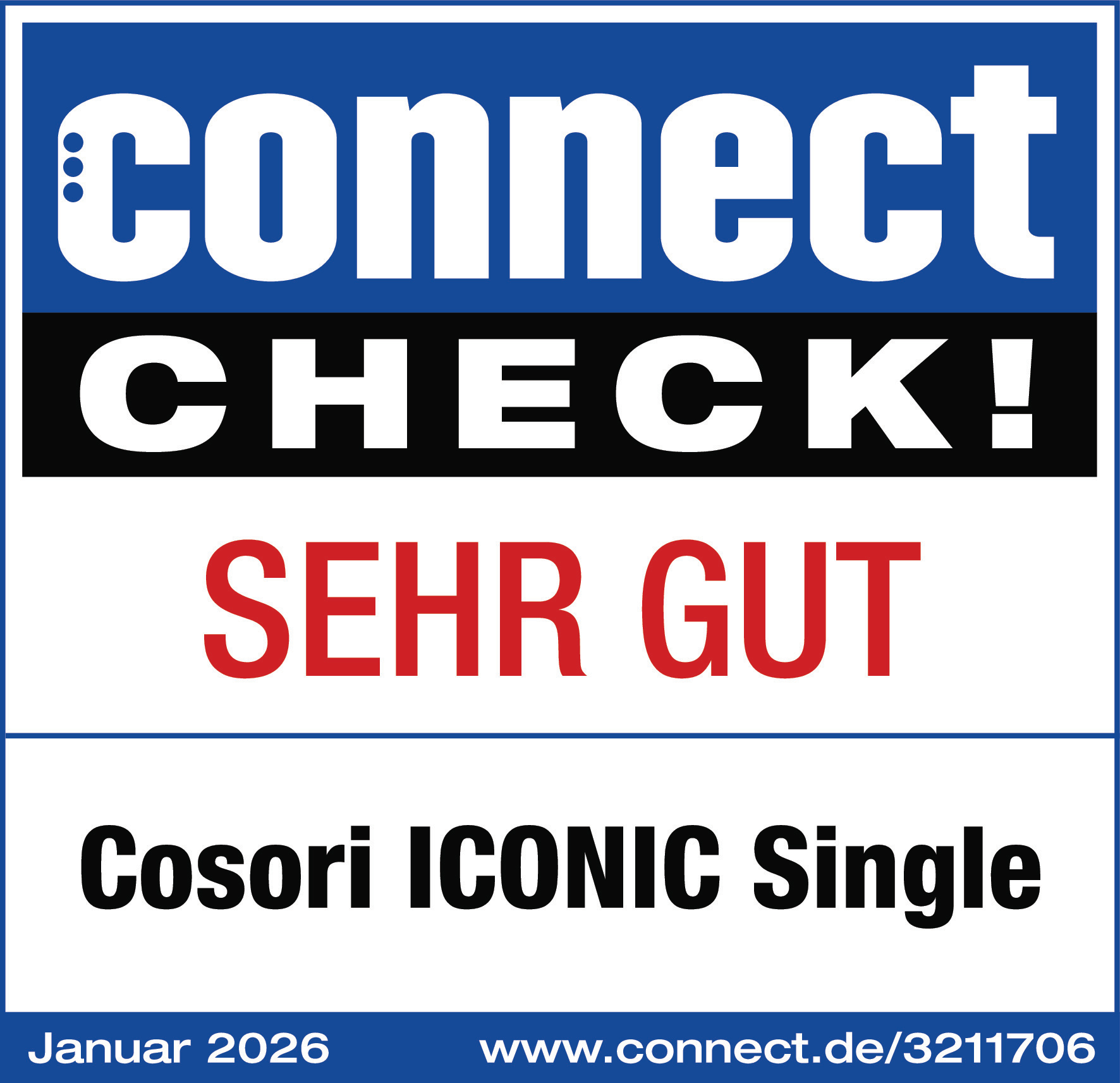 Connect CHECK! Sehr gut. Cosori ICONIC Single. Januar 2026.