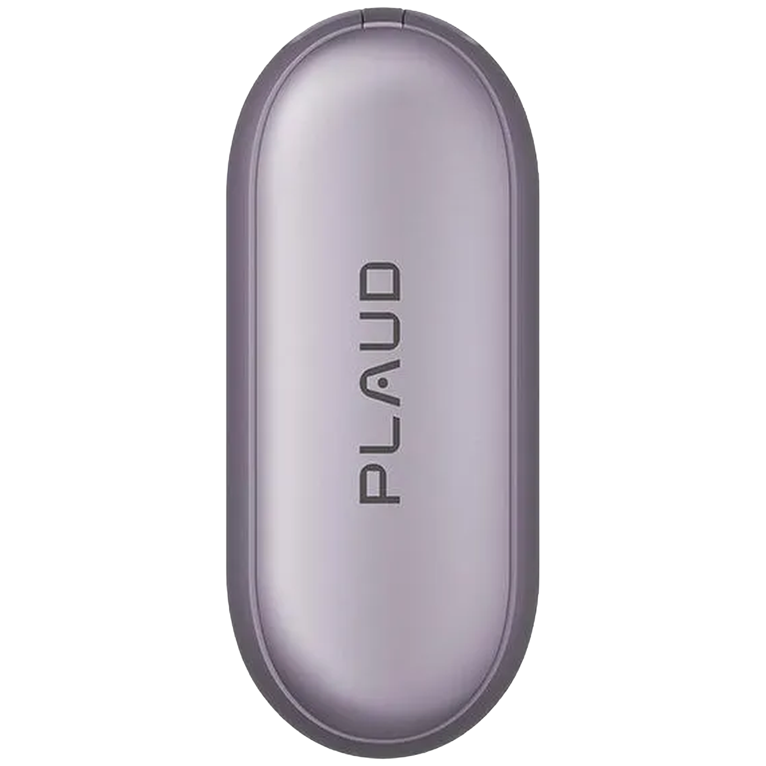 Een ovale, paarse oordopjeshoes met het 'PLAUD'-logo.